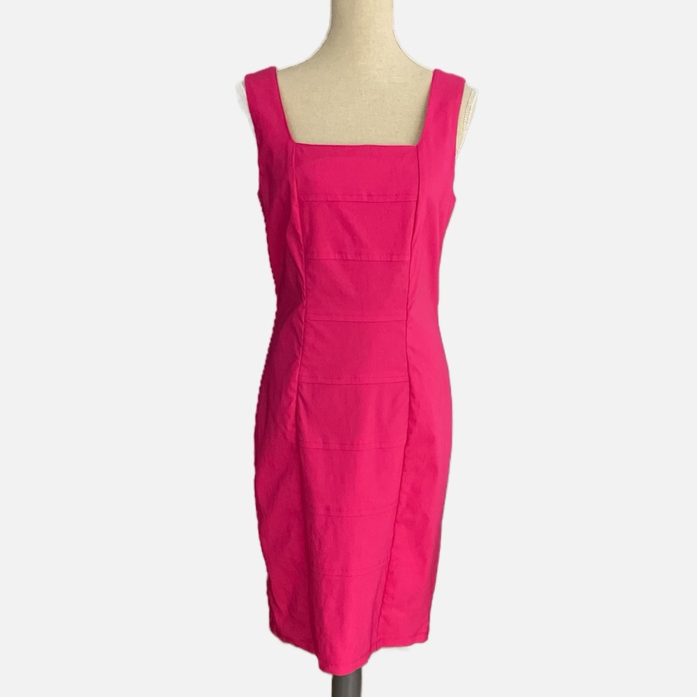 Frank Lyman Sheath Midi Dress Sz 10 Pink Sleeveless Fitted Square Neck NWT